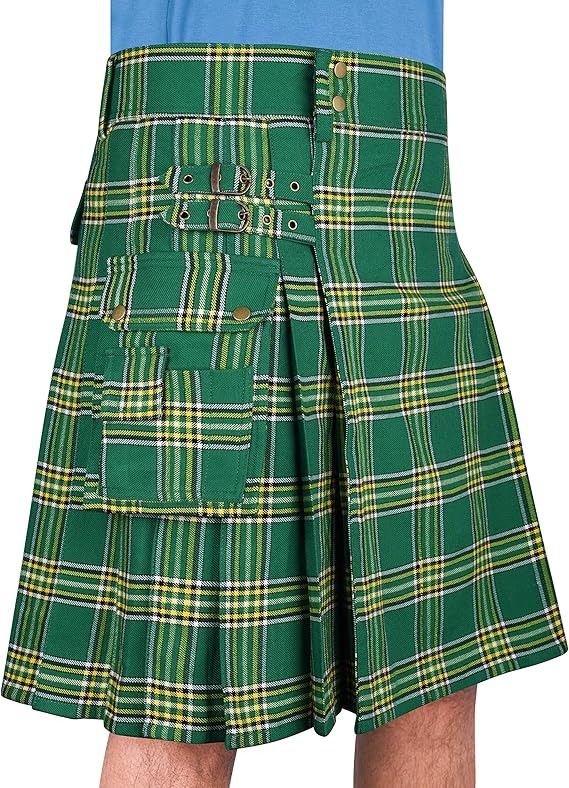 Irish Green tartan utility kilt
