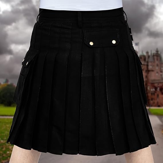 Plain black utility kilt
