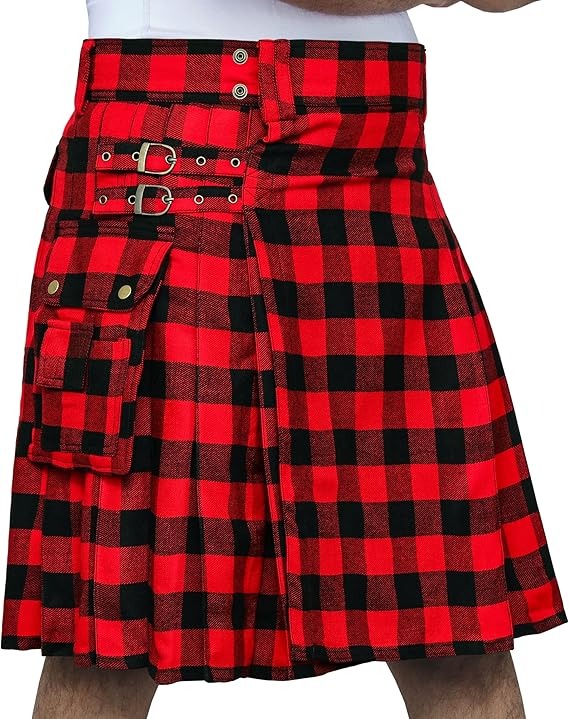 Rob Roy tartan utility kilt worn with sporran-ready Highland outfit